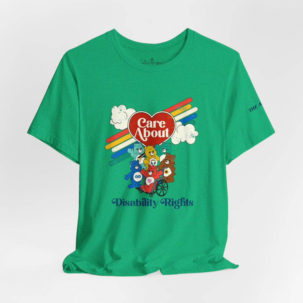 Care About Disability Rights - Retro 80s Vibe - Unisex Jersey Short Sleeve Tee