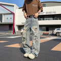 Splashing Ink Loose Straight Leg Wide Leg Pants