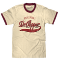 Retro Drink Dr. Pepper Ringer T-Shirt - Beige and Maroon