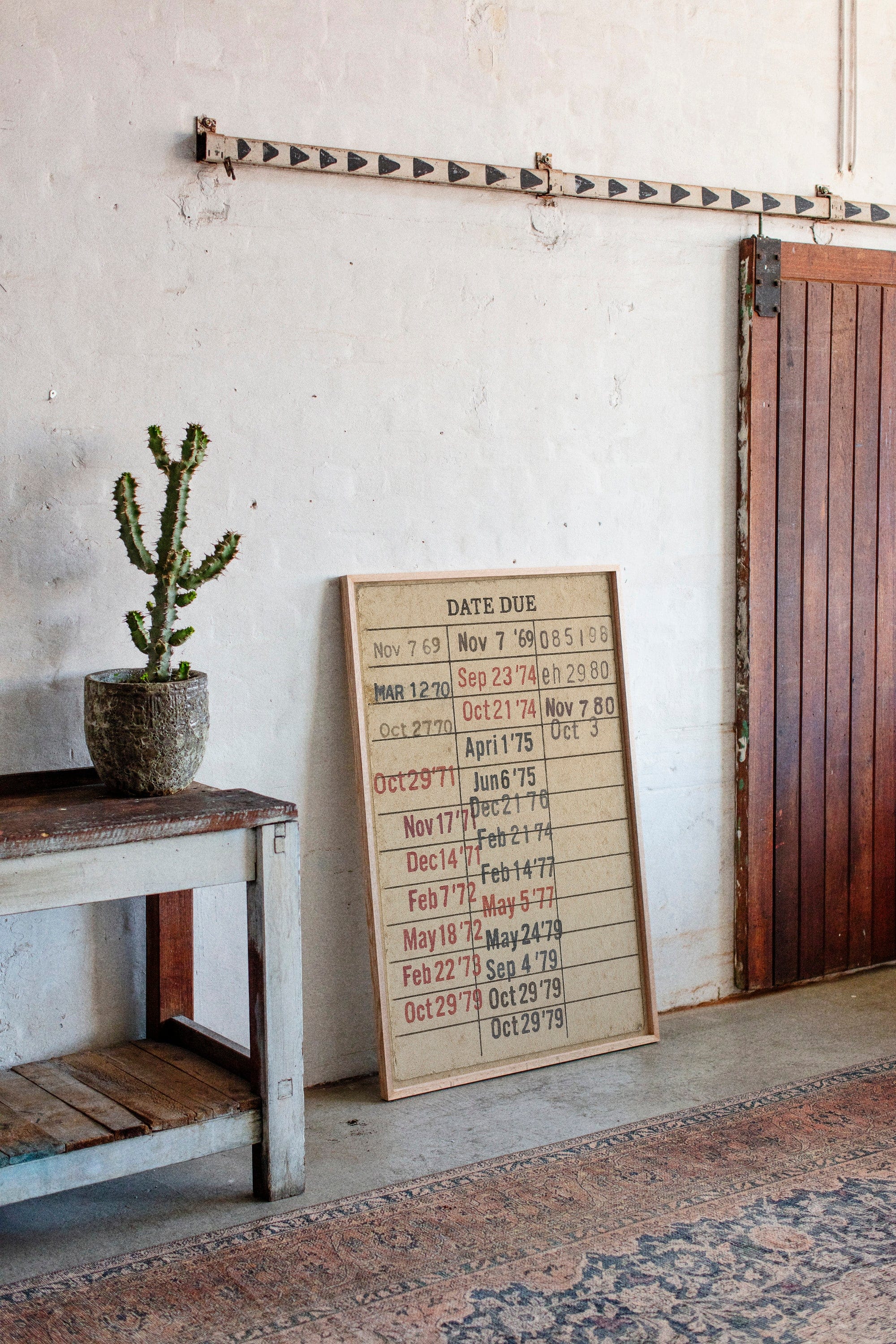 Vintage Library Date Due Card – Retro Paper Texture Wall Art
