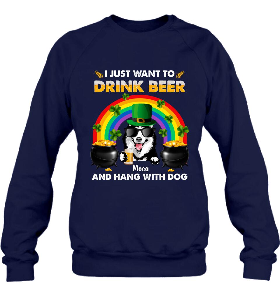 Personalized Dog Shirt/Pullover Hoodie - Up to 3 Dogs - St. Patrick's Day Gift Idea For Dog Lover - I Only Drink Beer 3 Days A Week
