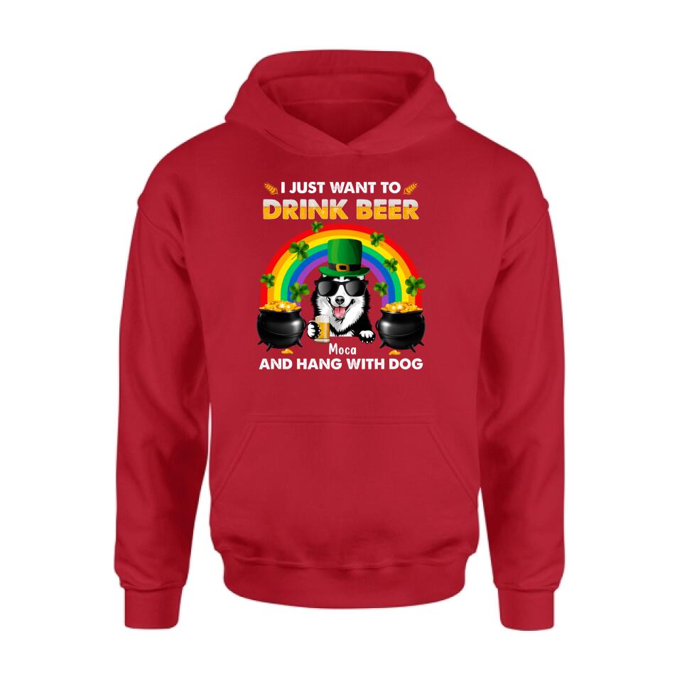 Personalized Dog Shirt/Pullover Hoodie - Up to 3 Dogs - St. Patrick's Day Gift Idea For Dog Lover - I Only Drink Beer 3 Days A Week