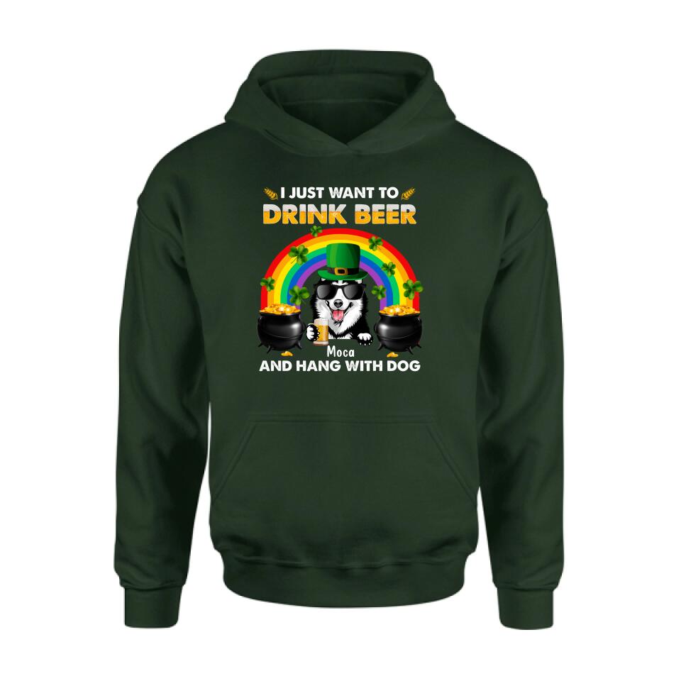 Personalized Dog Shirt/Pullover Hoodie - Up to 3 Dogs - St. Patrick's Day Gift Idea For Dog Lover - I Only Drink Beer 3 Days A Week