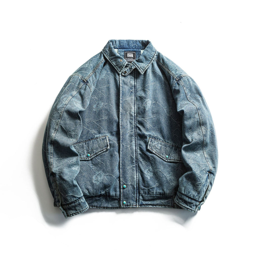 Jacquard Thick Warm Denim Cotton Coat