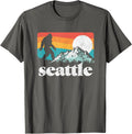 Seattle Washington Bigfoot Mountains Retro Distressed 80s T-Shirt