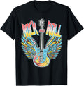 Vintage Retro 80s Rock &amp; Roll Music Electric Guitar Wings T-Shirt