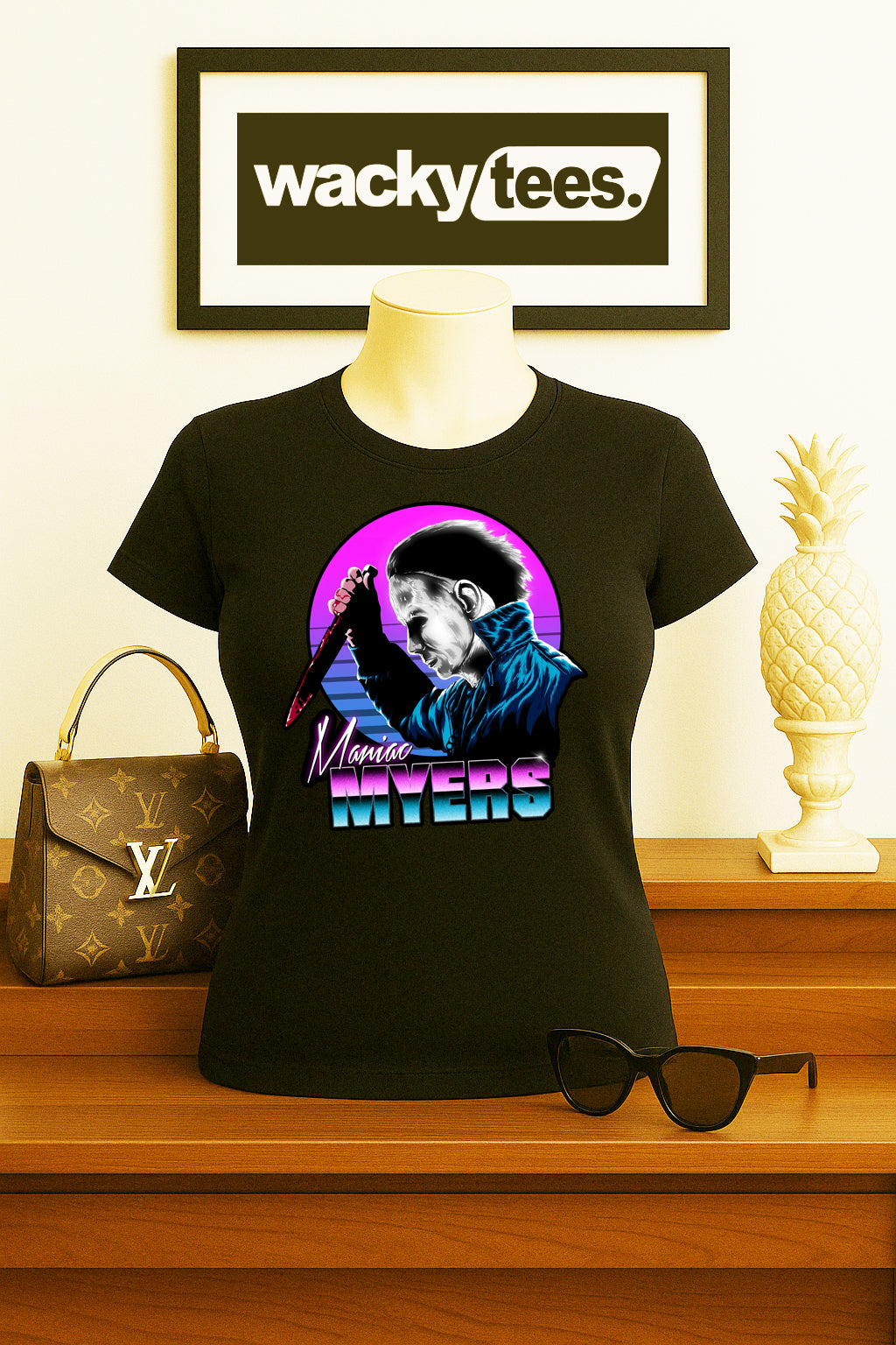 Maniac Myers 80s style Michael Myers Horror Terror Halloween Graphic Tee Shirt