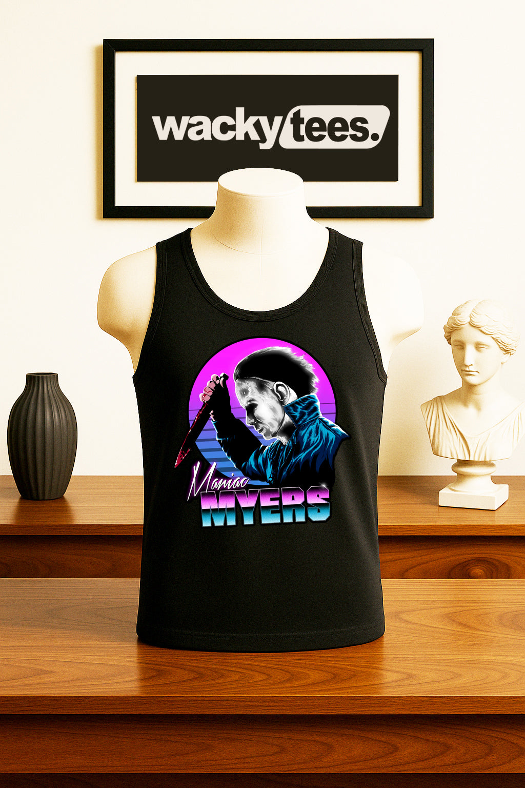 Maniac Myers 80s style Michael Myers Horror Terror Halloween Graphic Tee Shirt