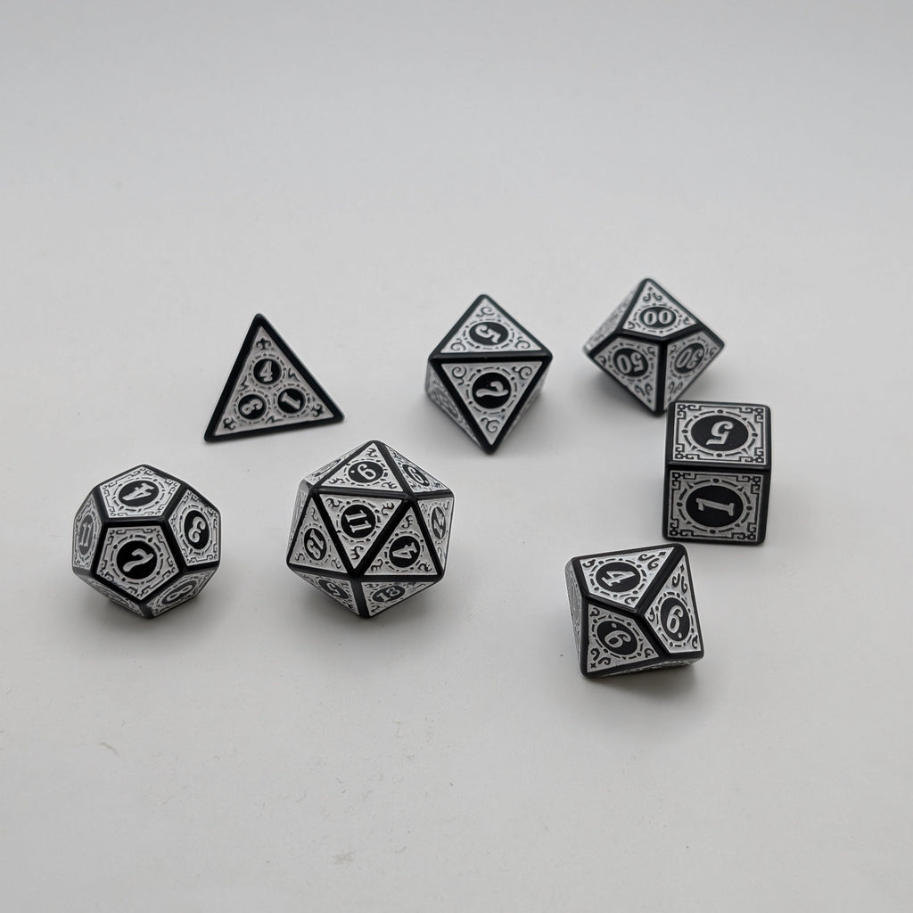 Magic Flame - White - 7 Piece DnD Dice Set | Acrylic RPG Gaming Dice