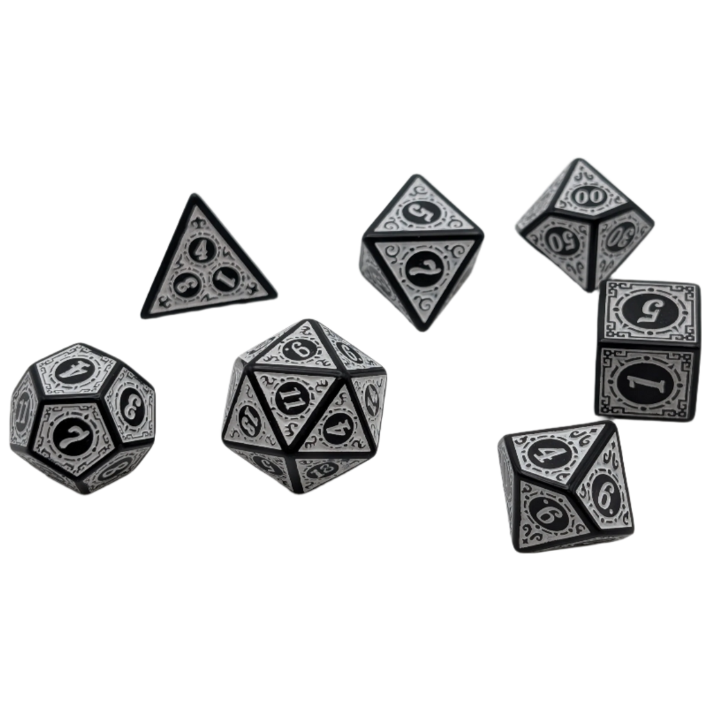 Magic Flame - White - 7 Piece DnD Dice Set | Acrylic RPG Gaming Dice
