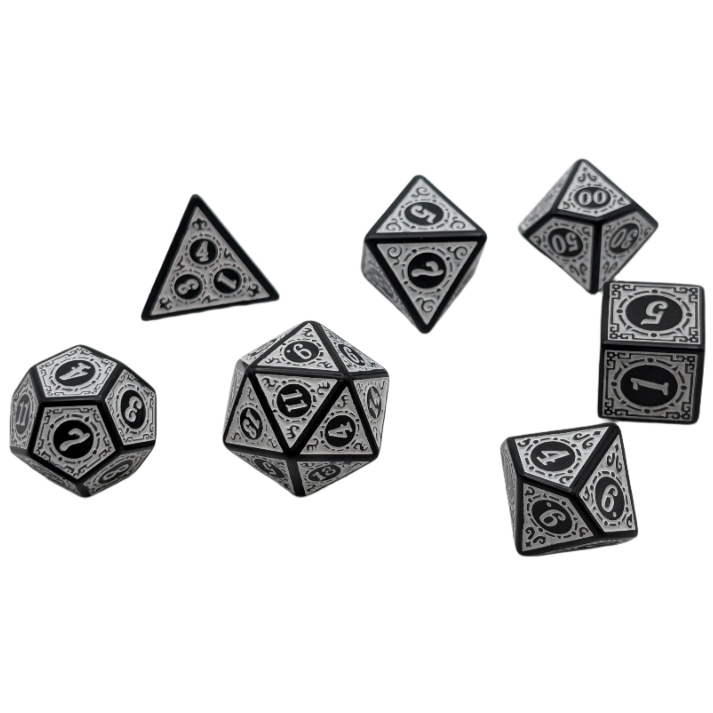 Magic Flame - White - 7 Piece DnD Dice Set | Acrylic RPG Gaming Dice