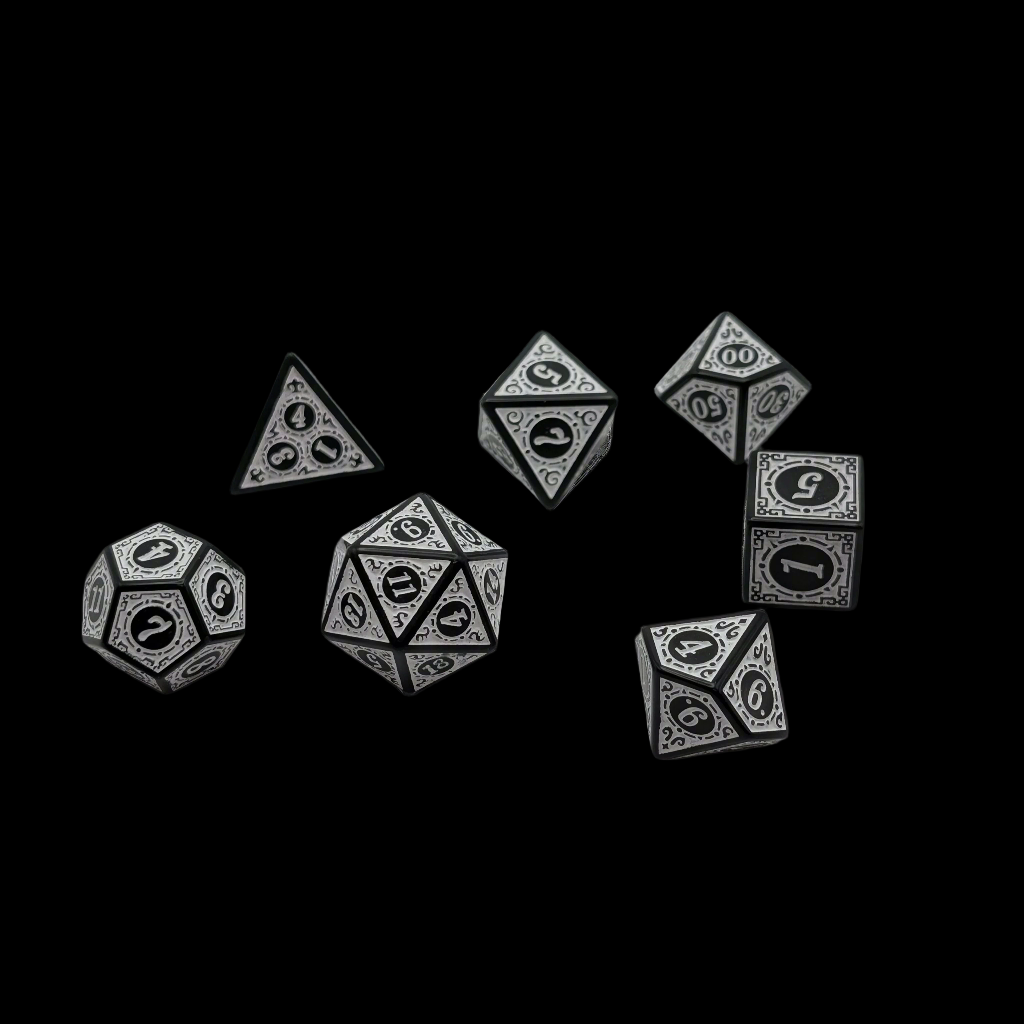 Magic Flame - White - 7 Piece DnD Dice Set | Acrylic RPG Gaming Dice