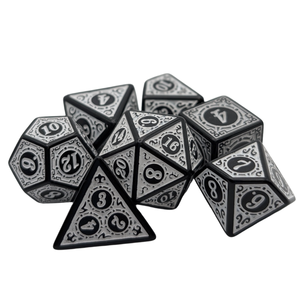 Magic Flame - White - 7 Piece DnD Dice Set | Acrylic RPG Gaming Dice