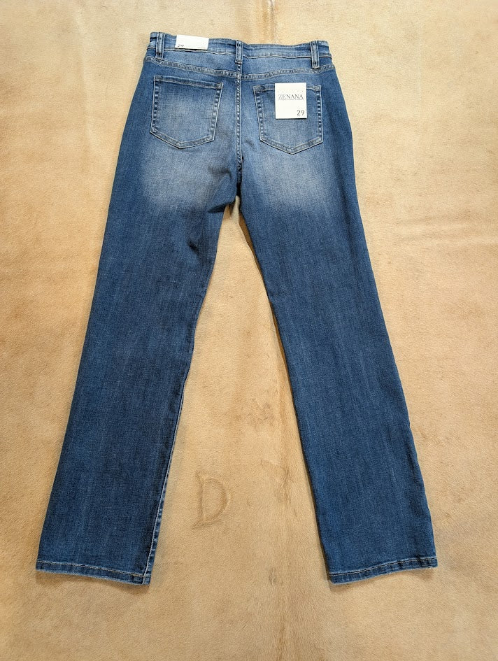 Zenana Straight Up Straight Leg Jeans – Medium Wash Stretch Denim