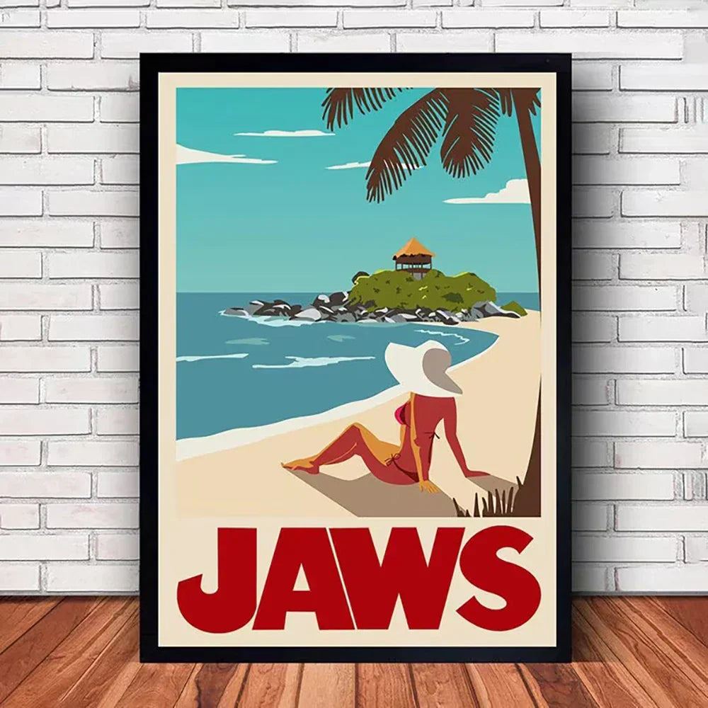 DecorBites™ Classic JAWS Movie Poster Canvas Wall Art