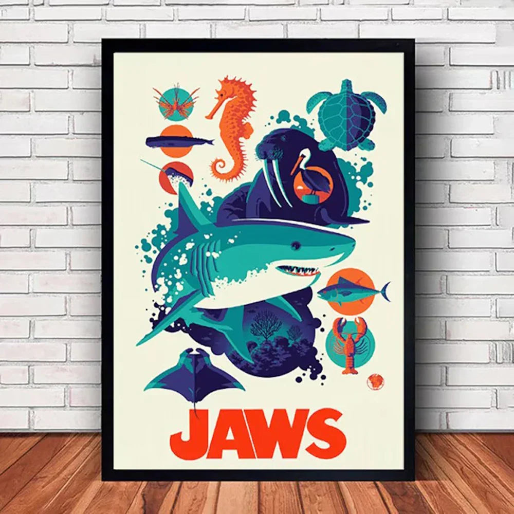 DecorBites™ Classic JAWS Movie Poster Canvas Wall Art