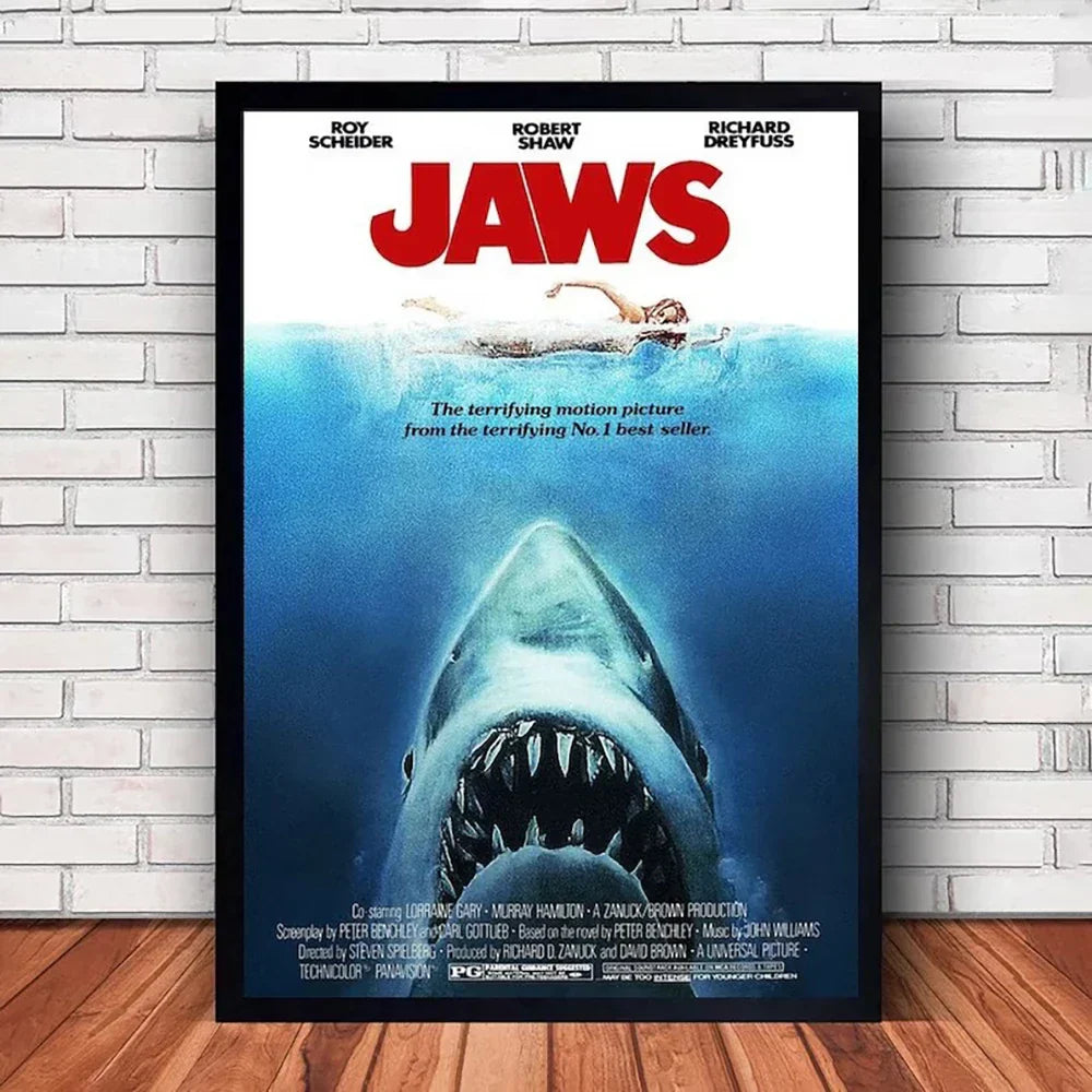 DecorBites™ Classic JAWS Movie Poster Canvas Wall Art