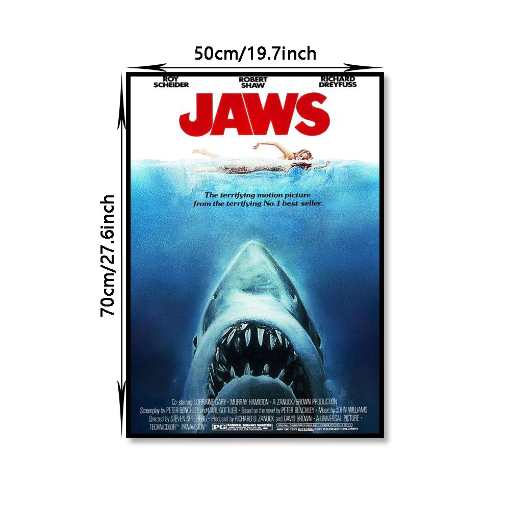DecorBites™ Classic JAWS Movie Poster Canvas Wall Art