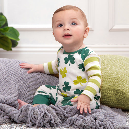 Baby's St. Patty's Shamrocks & Clovers Cotton Romper